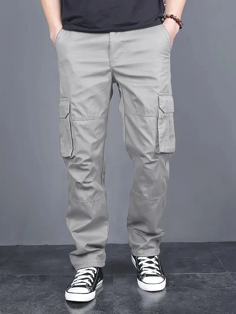 FABRIPPLE Men's Light Grey Cargo Pants - Image 1